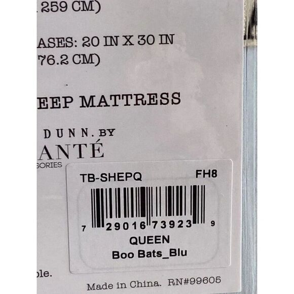 4 Pc Rae Dunn Halloween QUEEN Sheet Set Halloween Ghosts With Hats Boo Bats Blue - Picture 8 of 12